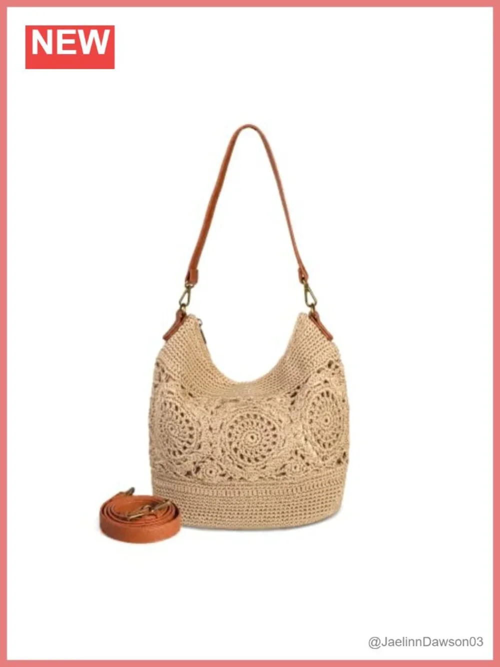 Boho Crochet Crossbody Bag Handmade Hobo Purse Large Tote